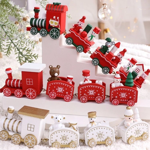 Weihnachtszug Aus Holz Handbemalt Festliche Tischdekoration Schneemann Rentier Weihnachtsmann Home Holiday Party Display