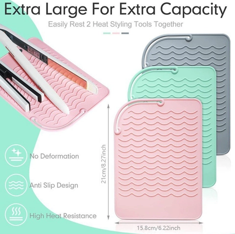Silicone Heat Insulation Mat For Hair Straightener And Curling Iron Non Slip Heat Resistant Pad Wave Texture Salon Tool