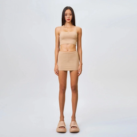 Falda Mini Ajustada De Alta Elasticidad Para Mujer Color Sólido Corte Ajustado Ropa De Calle Minimalista De Nailon