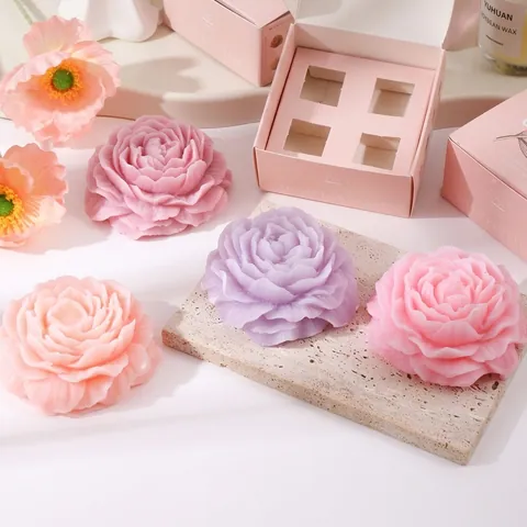 Peony Flower Shaped Scented Candle Mixed Wax Handmade Floral Aromatherapy For Home Decor Wedding Gift Idea