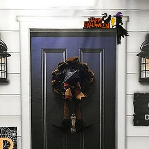 Halloween Tür ecke Dekoration Holz Geist Hexe Kürbis Spinnennetz Fledermaus Eckschild Haus Festliches Ornament