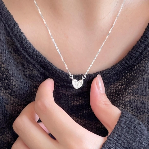 925 Sterling Silver Heart Pendant Necklace Minimalist S925 Clavicle Chain Jewelry For Women Elegant Simple Style