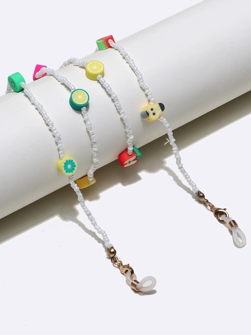 Bunte Frucht Polymer Ton Perlen Brillenkette Glasperlen Brillenband Rutschfester Maskenhalter Halsband