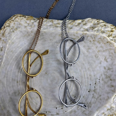 Collar De Cadena Larga Con Colgante De Gafas Creativo Aleación Retro Minimalista Cadena De Suéter Para Mujer Joyería De Moda
