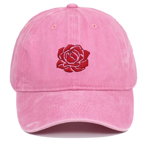 Baseball Cap Washed Cotton Rose Embroidery Vintage Sun Protection Adjustable Outdoor Casual