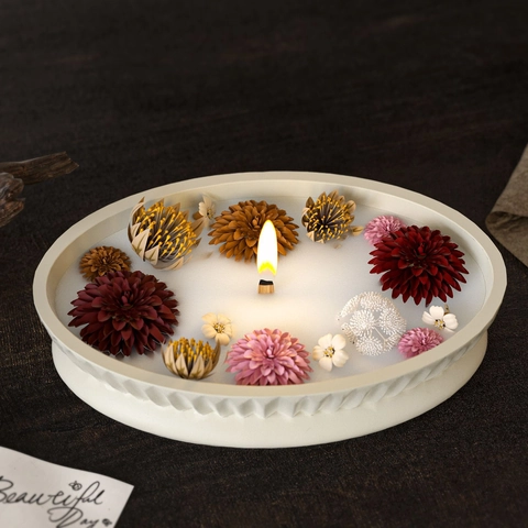 Striped Oval Silicone Mold Candle Cup Aromatherapy Plaster Storage Tray DIY Craft Resin Container Handmade