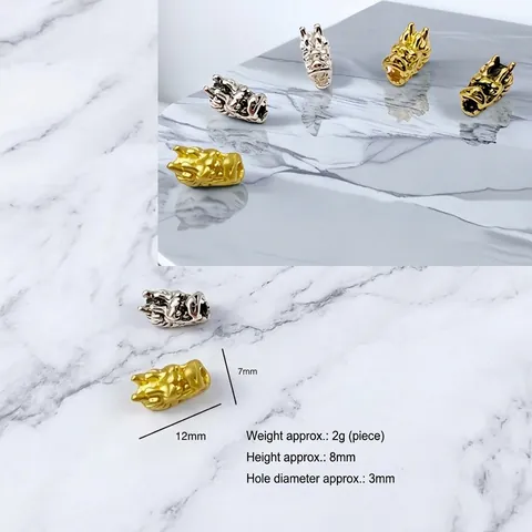 Vintage Chinese Style Dragon Head Spacer Beads Alloy Electroplated For DIY Jewelry Making Bracelet Necklace Accessories