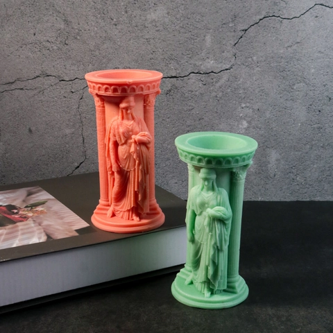 Athena Goddess Silicone Candle Mold Greek Roman Column Relief 3D Statue DIY Aromatherapy Plaster Soap Making Ornament