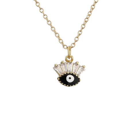 Evil Eye Anhänger Halskette Kupfer Mikropavé Zirkonia Emaille Blaues Auge Glücksbringer Schmuck Für Damen