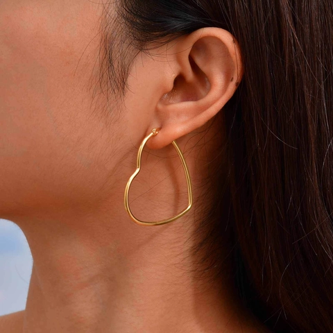 Stainless Steel Geometric Hoop Earrings Heart Star Oval Shaped High Polished Vintage Minimalist Fashion Jewelry For Women