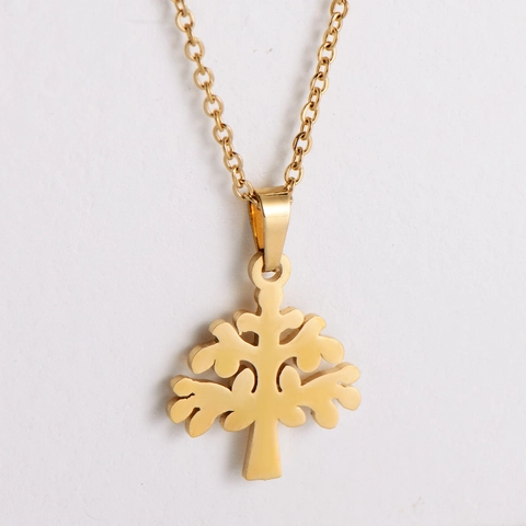 Lebensbaum Weihnachtsbaum Halskette Und Ohrstecker Schmuck 18K Vergoldet 316L Edelstahl Hohles Design Damen