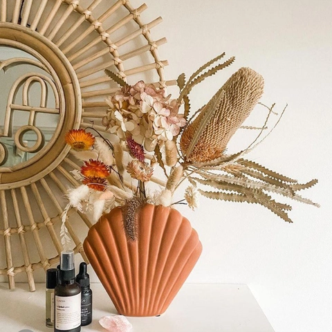 Scallop Shell Shape Ceramic Vase Nordic Morandi Matte Flower Pot Minimalist Home Living Room Desktop Ornament