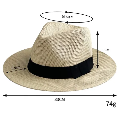 Cappello Di Paglia Panama Fedora Carta Intrecciata Protezione Solare Estate Spiaggia Traspirante Nastro Donne Uomini