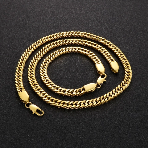 Collana E Bracciale Da Uomo A Maglia Cubana Acciaio Inossidabile Hip Hop Curb NK Catena Gioielli