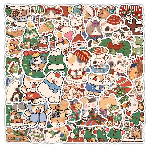 Pegatinas De Navidad Impermeable Dibujos Animados Animales Muñeco De Nieve Calcomanías Para Laptop Skateboard Teléfono Lindo