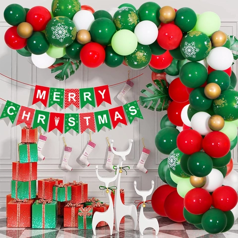 Ghirlanda Arco Di Palloncini Natale Con Banner Buon Natale Lattice Foglio Di Alluminio Caramella Stella Decorazione Festa