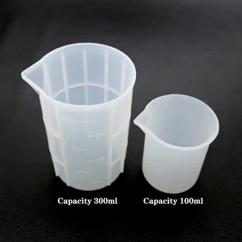 Non-Stick Silicone Measuring Cup Translucent With Scale V-Shaped Spout For DIY Resin Craft Baking Kitchen Tool Flexible Jug