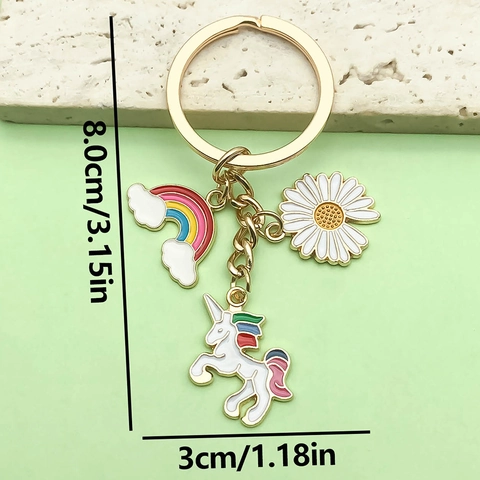 Portachiavi In Lega Di Smalto Carino Unicorno Arcobaleno Margherita Ciondolo Per Borsa Per Donne Ragazze Regalo
