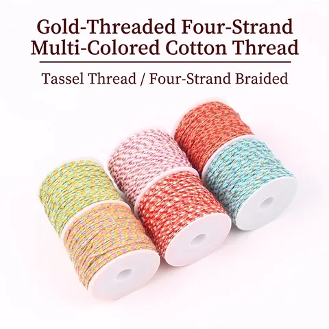 Cordon En Coton Tressé Avec Fil Métallique Doré Plusieurs Brins Couleur DIY Bijoux Bracelet Pompon Fabrication Corde