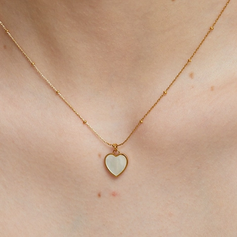 Collana Con Pendente A Cuore Quadrato In Acciaio Inossidabile Madreperla Catena Satellitare Künstliche Perle Lusso Elegante Da Donna