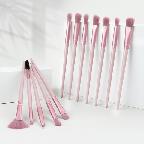 Pennelli Da Trucco Rosa Fibra Sintetica Manico In Plastica Ombretto Eyeliner Sfumino Strumenti Cosmetici Professionali