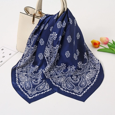 Paisley Print Satin Like Square Scarf Satin Faux Satin Elegant Neck Scarf Headwrap For Women Commuter Professional Chic