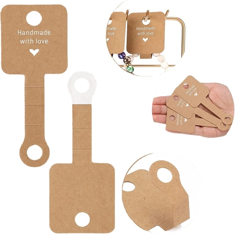 Schmuck Display Karten Aus Kraftpapier Faltbare Verpackungsetiketten Mit Aufhängelöchern Handmade With Love Für Armbänder