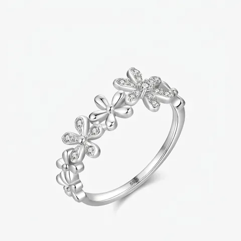 925 Sterlingsilber Funkelnde Gänseblümchen Blume Ring Für Damen Elegant Strass Eingelegt Offener Ring Hochwertiger Mode Schmuck Geschenk