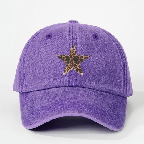 Gorra De Béisbol Lavada Con Estampado De Estrella De Leopardo Vintage Sombrero De Sol Ajustable Streetwear Exterior