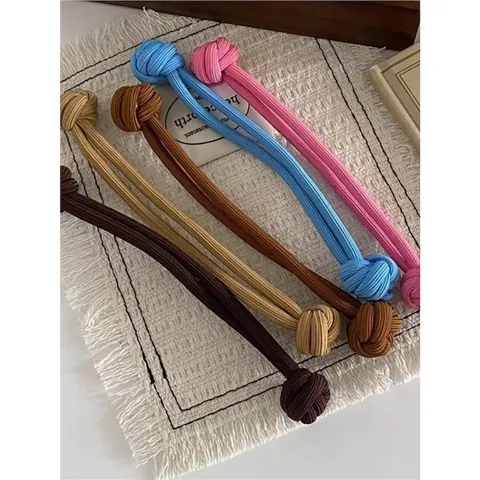 High Elastic Hair Tie Braided Knot Design Ponytail Holder Ribbed Durable Hair Rope For Women Girls Retro Style