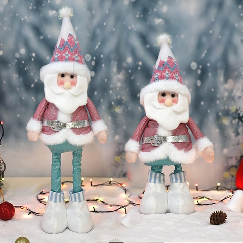 Weihnachtsplüschpuppe Weihnachtsmann Schneemann Rentier Strick Pailletten Teleskopisch Ausziehbare Beine Nordisch Pastell Deko