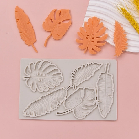 Silicone Mold Tropical Leaf Monstera Palm Maple Shape For Fondant Cake Decoration Baking DIY Craft Resin Chocolate
