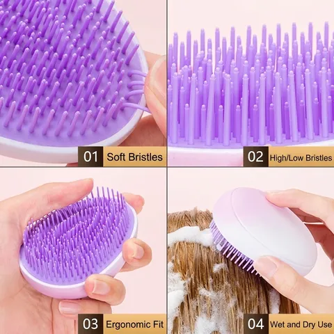 Egg Shaped Detangling Hair Comb Portable Massage Brush Matte Gradient Starry Glitter Plastic Styling Tool For Women Girls