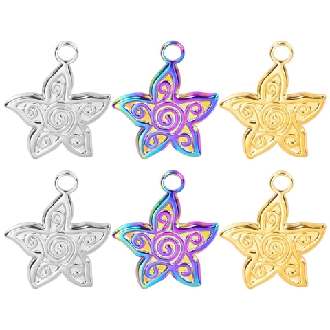 Collier Pendentif Étoile De Mer En Acier Inoxydable Motif Spirale Plaqué Or 18K Sous Vide
