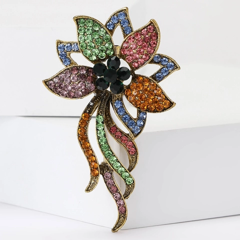 Spilla A Nodo Di Fiore Retrò In Lega Con Strass Multicolore Stile Vintage Di Alta Gamma Gioielli Da Donna