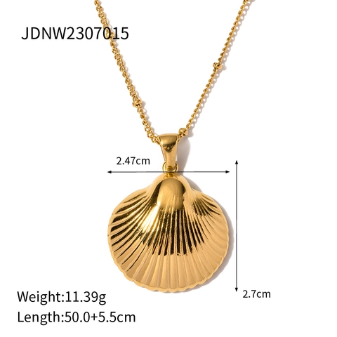 Scallop Schelp Hanger Ketting Roestvrij Staal 18K Verguld Luxe Oceaan Thema Zomer Strand Sieraden Voor Dames