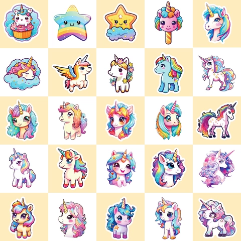 Pegatinas De Unicornio Animados Vinilo Impermeable Patrones De Arcoiris Macaron Para Decoración De Portátil Botella Papelería