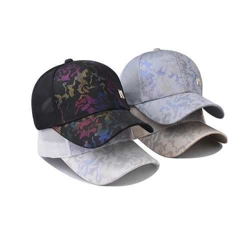Cappellino da Baseball in Rete Colorata Traspirante di Moda Streetwear Logo con Lettera M in Metallo Strass Cappello Parasole Unisex