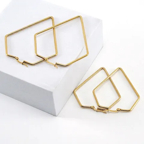 Orecchini A Cerchio Geometrici Placcati In Oro 18K Acciaio Inossidabile Pentagono Irregolare Gioielli Di Moda Per Donne
