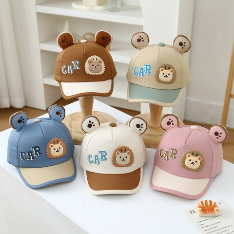 Cappello Da Baseball Per Bambini Patchwork Leone Cartone Animato Sole Con Orecchie CAR Ricamo Cotone Per Bimbi