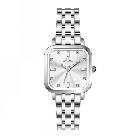 Elegant Square Quartz Watch For Women With Stainless Steel Strap Rhinestone Dial Fashion Luxury Waterproof Wristwatch