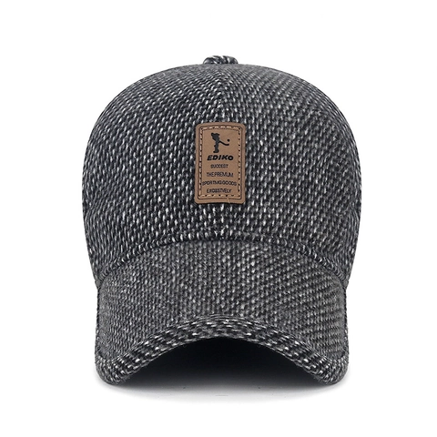 Men Winter Baseball Cap Knitted Cotton Fleece Lined With Foldable Ear Flaps Warm Thermal Windproof Outdoor Casual Sport