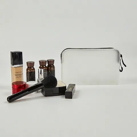 Frosted Translucent Cosmetic Bag Waterproof TPU Zipper Makeup Storage Pouch Portable Travel Toiletry Case