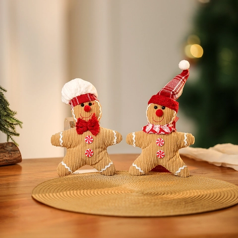 Addobbo Natalizio Omino di Pan di Zenzero Bambola di Peluche Ciondolo per Albero di Natale Festa Decorazione Casa Peluche