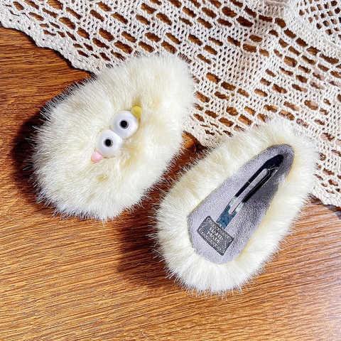 Cute Plush Hair Clips Faux Fur Big Eyes Cartoon Monster Ugly Cute Bangs Duckbill Clip Handmade Accessories For Women Girls