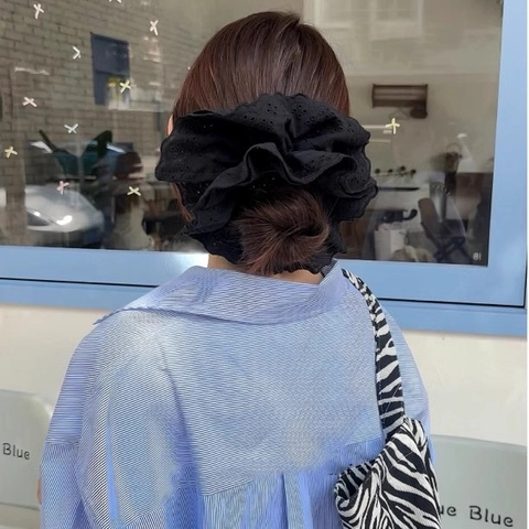 Lace Flower Scrunchies Multi Layer Embroidery Hollow Out Hair Ties Elastic Oversized Ponytail Holder Sweet Elegant