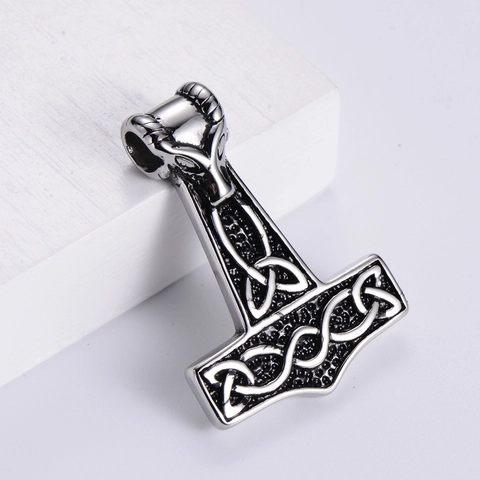 Collana Con Pendente Martello Di Thor Mjolnir Acciaio Inossidabile 304 Vichingo Nordico Stile Gotico Punk Per Uomini