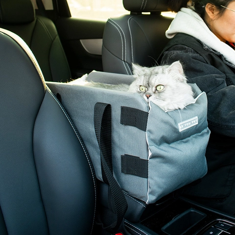Siège Auto Pour Animaux Sac De Transport Oxford Doublure Laine Agneau Console Centrale Lit De Sécurité Petits Chiens Chats