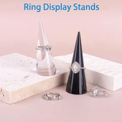 Acrylic Ring Display Stand Cone Jewelry Holder Storage Base For Retail Showcase Photography Props Minimalist Modern