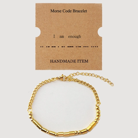 Pulsera De Código Morse Acero Inoxidable Y Cobre Ajustable Cuentas Hecho A Mano Joyería Inspiradora Regalo Mujeres BFF